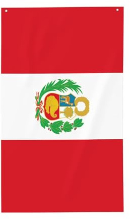 Bandera de Perú. Bandera decorativa para exteriores de 3 x 5 pies, pancarta vertical de poliéster