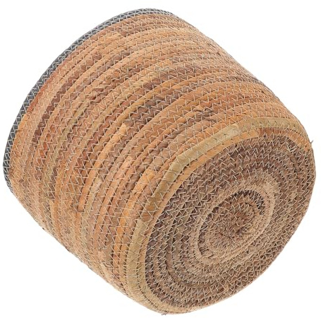 POPETPOP Maceta de Suelo Redonda de Ratán para Plantas, Decoración Boho | Cesta Tejida, Estilo Moderno y Rústico, Uso Interior en Hogar, Solución Versátil para Lavandería