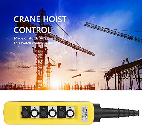 Haofy Crane Hoist Pendant Switch Controller, Sturdy ABS Plastic, Black and White Buttons, One-Hand Operation for Hoist Lift Control