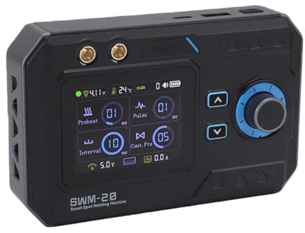 VBESTLIFE Soldador por Puntos de Batería 1200A, Máquina de Soldadura Portátil de Doble Pulso con Batería de 5000mAh para Chapa de Acero Inoxidable Ni