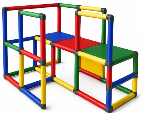 Move and Stick Kit de construction idéal - 240 pièces - Structure d'escalade pour enfants à partir de 3 ans - Appareil de jeu d'intérieur - Maison de jeu - Tour d'escalade - Système d'emboîtement
