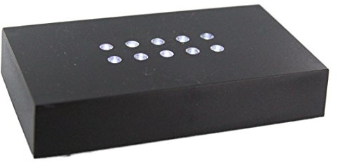 VIP-LASER LED LEUCHTSOCKEL | 10 weiße LED | Farbe Schwarz | Optimal um Ihren 2D und 3D Glaskristall oder Glasfoto in Szene zu setzen! Abmessungen: 110x60x20mm