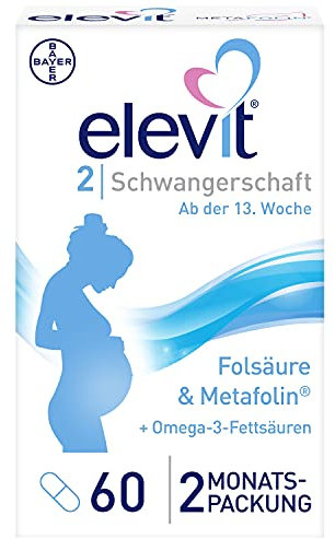 Elevit 2 - Schwangerschaftsvitamine für Mutter und Kind - Vitamine, Mineralstoffe & Omega-3-Fettsäuren - ab der 13. Schwangerschaftswoche - 1x 60 Kapseln