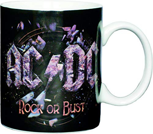 AC/DC Kaffeetasse Rock oder Bust, Porzellan, schwarz, 8 cm