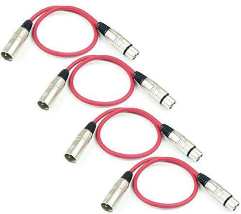 Adam Hall Cables 4 Stück K3MMF0050RED Mikrofonkabel XLR female auf XLR male DMX Audio Kabel 3 pol polig (0,5 m, Rot, 4)