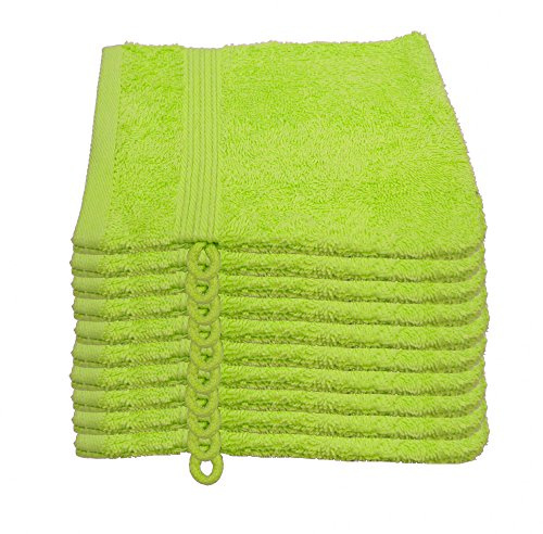 Julie Julsen 10er Pack Waschlappen 29 Farben erhältlich weich und saugstark 500gsm Öko Tex 15 x 21 cm Limette B-Ware