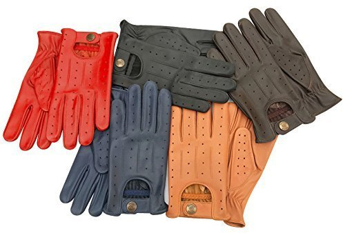 Mens Premium Motorbike Motorcycle Fashion Unlined Soft Leather Winter Prime Driving Gloves 7012 (Red, XL)