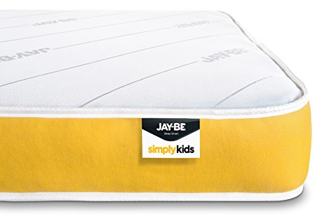 JAY-BE Simply Kids Anti-Allergy Pocket Sprung Mattress, 3ft, Steel Spring with Hypoallergenic Airflow Fibre, White/Yellow, Single (90 x 190 x18cm)