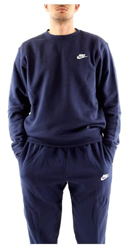 NIKE Men's M Nsw Club Crw Bb Long Sleeved T shirt, Midnight Navy/(White), M UK