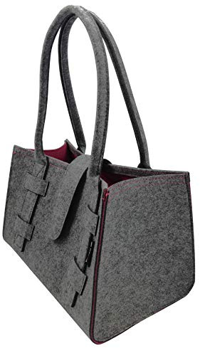 Tebewo Handtasche,Shopping Bag aus Filz, verschließbare Einkaufs-Tasche mit Henkel, Einkaufskorb, faltbare, vielseitige Tragetasche