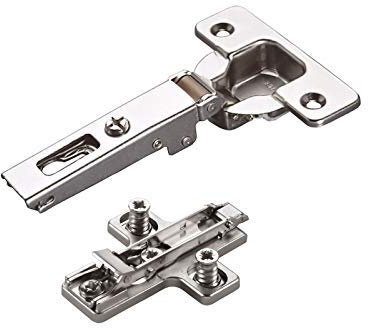 2 x Salice Topfband 110° Serie 200 Bohrbild T45 Eckanschlag | inkl. Kreuz-Montageplatte Höhe 3 mm mit vormontierten Euroschrauben und Exzenterverstellung Schrankscharnier von SOTECH