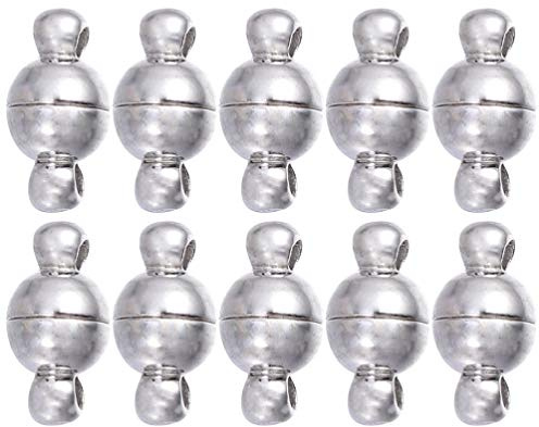 EXCEART 10 Stücke Magnetische Verschlüsse Magnetverschluss Kugel Magnet Verschluss Kettenverschluss für Halskette Armband Fußkettchen Schmuckherstellung 10mm Silber