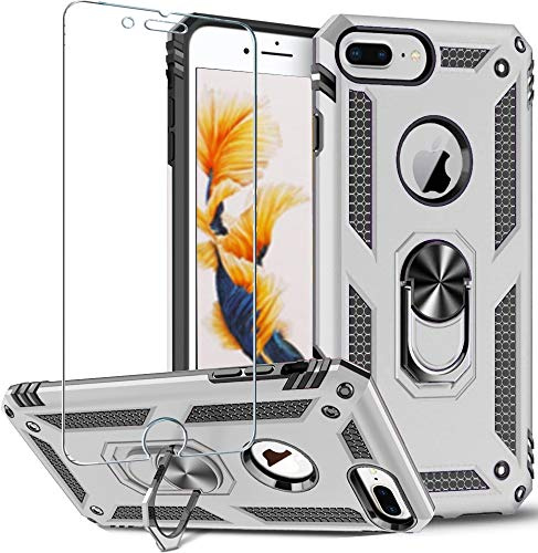 Folmeikat iPhone 8 Plus, iPhone 7 Plus, iPhone 6S Plus/6 Plus,Handyhülle | iPhone 8 Plus/Plus/ 6S Plus/6 Plus,Handyhülle Displayschutz,360 Grad drehbarer Metallring,Stoßdämpfung,verstärkte Ecken TPU