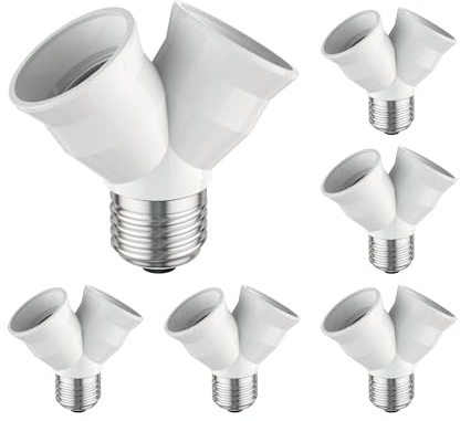 ledscom.de 6x E27 Sockel, 2-fach Splitter-Adapter, weiß