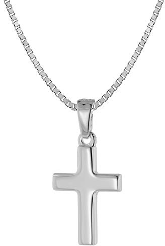 trendor Kreuz mit Halskette für Kinder 925 Silber 39582 | zauberhafter Halsschmuck mit Anhänger, wunderschöne Geschenkidee für Kids