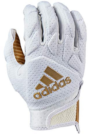 adidas Freak 5.0 Padded Football Receiver Glove, White/Metallic Gold, Medium