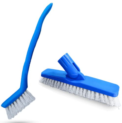Clean-EEZ Grout Brush Combo Kit - Stand Up & Handheld V-Shaped Brushes with Curled Bristles - Easy Grout Cleaning Without Bending - Perfect for Tile, Showers & Hard-to-Reach Spots - Durable