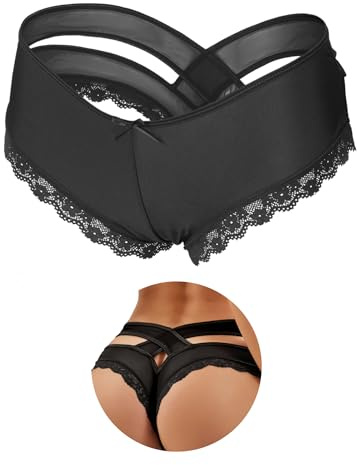 ohmydear Plus Size Brazilian Knickers for Women Sexy Lace Thongs Lingerie