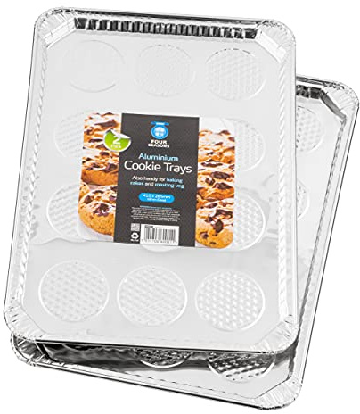 HOMESHOPA Disposable Cookie Sheets for Baking, Rectangular Disposable Aluminum Foil Trays, Durable Nonstick Baking Sheet Pan for Cooking Thin Crust Pizza, Brownie Tins, Oven Liners (48 Trays)