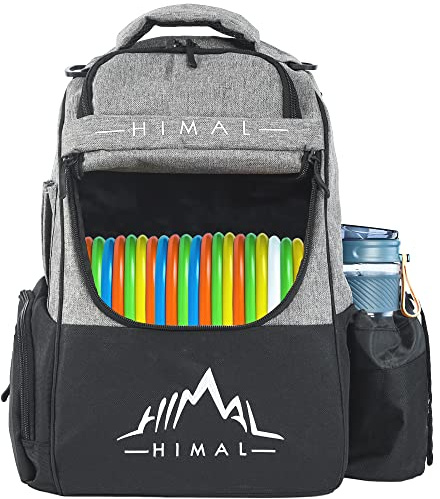 HIMAL HIMAL Disc Golf Bag Holds 22+ Discs, Durable Disc Golf Backpack with Large Capacity, and Multiple Storage Pockets Grey