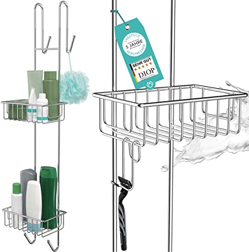 LAAKFELD Duschablage zum Hängen Edelstahl rostfrei inkl. gratis Rasierhalter - 80cm Duschregal zum Hängen für Duschwand bis 3cm - Duschkorb zum ohne Bohren - Hängeregal Dusche mit Kratzschutz