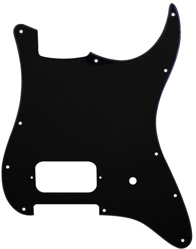 Musiclily Pro 11 Holes ST Strat One Humbucker Guitar Pickguard for American/Mexican Fender Tom Delonge Strat Style Electric Guitar, 3ply Black