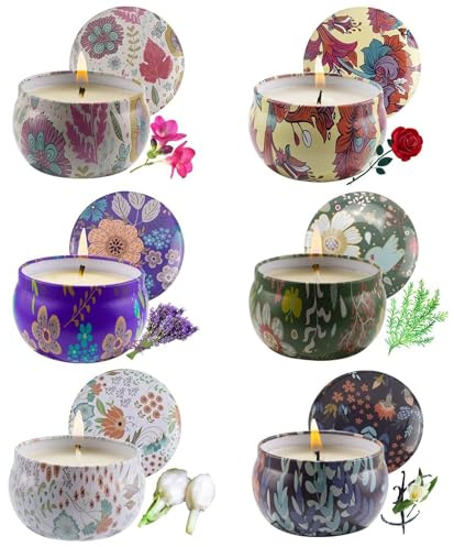 VETOUR Duftkerzen Geschenkset für Frauen: 6 Stück Aromatherapy Kerzen Set Natürliches Sojawachs Damen Geschenk zum Stressabbau Bad Yoga Jar Kerze Sets für Geburtstag Valentinstag