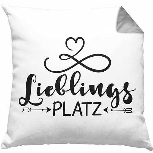 Trendation Lieblings-Platz Kissen mit Füllung 40x40 Geschenk für Zuhause Neue Wohnung Büro Geschenkidee (Grau)