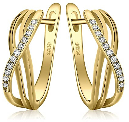 JewelryPalace Infinity Liebe Zwei Knoten 2.6ct Zirkonia Creolen Silber 925 Damen, Unendlichkeit Ohrringe Stein Schmuck Set Frauen, Ohrringe Edelstein Mädchen, Ohrstecker Geschenk Vergoldet