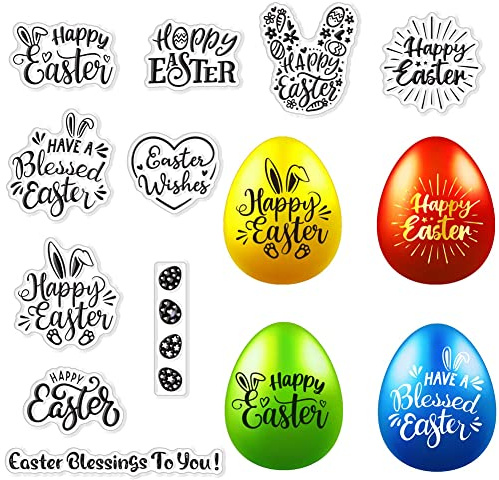 craspire Frohe Ostern Transparente Stempel Für Die Kartenherstellung, Ostereier-Hase, Transparente Gummistempel, Scrapbooking-Stempel Für Die Kartenherstellung, DIY Thanksgiving-Karte, Fotoalbum