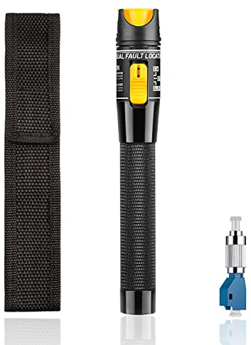 50MW Glasfasertester, Rotlichtstift für Glasfaserlicht mit FC-LC-Adapter | FTTH Visueller Fehlerorter in Stiftform, Tester für optische Kabel 50 km (Gelb)