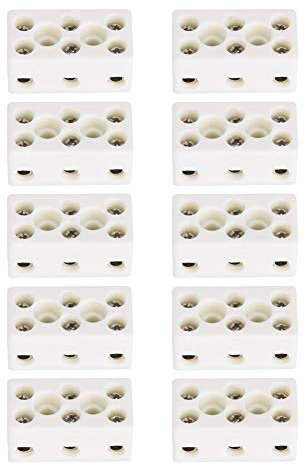 Morsettiera 24a, 10 Pezzi Connettore Filo Ceramico a 3 Vie Morsettiera in Porcellana Resistente alle Alte Temperature per Cavo Elettrico 33,53x17,85x15,50mm