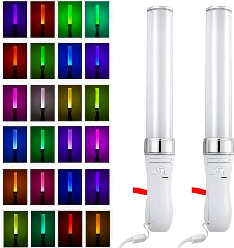Vegena 2 Stück LED-Sticks, 24 Farben, blinkende Leuchtstäbe, 3 W, 25 cm, Schaumstoffstäbe, leuchtende Stäbe für Hochzeiten, fluoreszierend für Partys, Konzerte