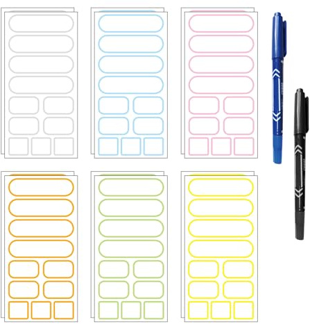 WYAN 132 Pcs Waterproof Pantry Labels,Spice Label Stickers,Self-Adhesive Present Stickers,Removable Food Storage Labels,for Gifts Glass Bottles Container(6 Colours)