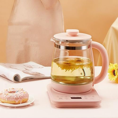 ZHXIANG Pot De Santé Multifonctionnel, Bouilloire éLectrique, Bouilloire en Verre, Bouilloire éLectrique, ThéIèRe à Fleurs, ThéIèRe avec Passoire, Bouilloire Thermostatique Multifonctionnelle Pink