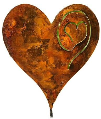 DKSooozs 1PCS Heart in the Garden Heart Stake in the Garden Rusted Heart Made of 14Ga Metal