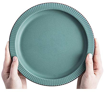 KOHARA Plato De Ensalada Retro De Cerámica Cocción A Alta Temperatura Plato Redondo Verde Poco Profundo Vajilla Para El Hogar Antiarañazos Fácil De Limpiar Microondas Apto Para Lavavaj