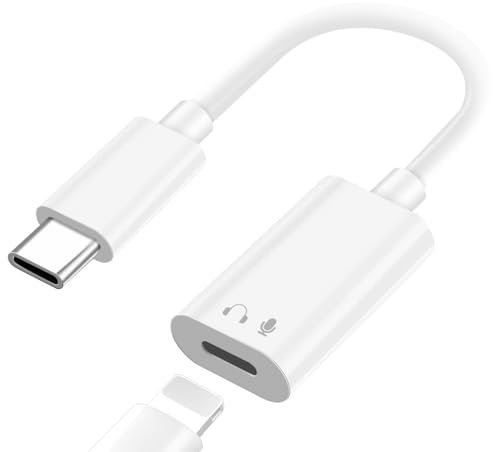 Hojalis USB C Auf für Lightning Kopfhörer Adapter Für Phone 15/15 Plus/15 Pro/15 Pro Max, USB C Auf Lightning Adapter, Typ C Auf Lightning Audio Adapter, Lightning USB C Adapter für Alle Ios (Weiß)