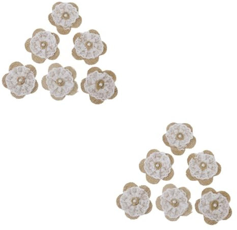 PRETYZOOM 12stücke Vintage Jute Blumen Mit Spitze Hochzeitsdekoration Für Rustikale Feiern Und Projekte Für Tischdeko Und Romantische Anlässe