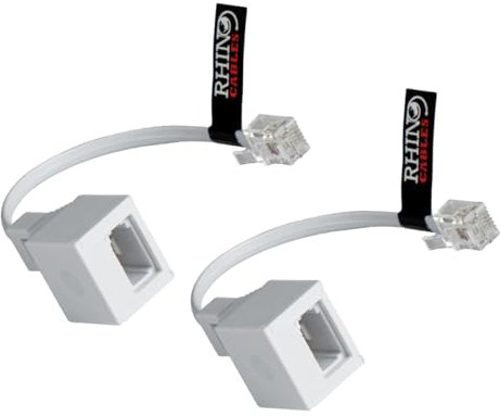 rhinocables RJ11 to BT Socket Adapter - Phone to Ethernet - Universal Compatibility for Phones, Modems, Routers & Printers. Durable Connector for Seamless Calls & Fast Internet (Pack of 2)