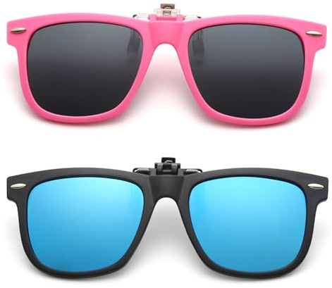 USHXVG 2 Pairs Of Polarized Clip-On Sunglasses, Reversible, No-Disassembly, Children'S Glasses Clips