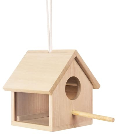 Clyictz Casas para pájaros de madera transparente para exteriores, para colgar en el exterior