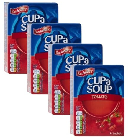 Official Batchelor Cup a Soup Tomato 16 Sachets | Cup Soup for Lunch or Dinner 4 x Boxes Multi pack deal, Tomato Soup, Cuppa Soup, Tomato soup cup