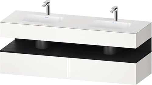Duravit Qatego lavabo encastré avec meuble sous-lavabo en console, 1600x550x600mm, niche chêne noir, lavabo double, QA4797016840010, Couleur: blanc