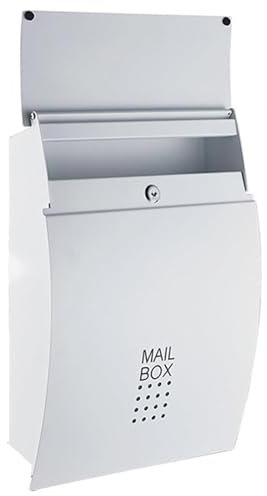 LMXRYPD Stainless Steel Mailboxes with Window & Lock Wall Mount Mail Box with Double Doors, Newspaper, Magazine Mailboxes for Outside(White)