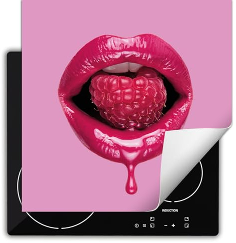 TMK ArtDeko Herdabdeckplatte 60x52 cm Einteilig Herdabdeckung Abdeckplatte für Ceranfeld Abdeckung Induktionskochfeld Aufrollbare Matte - Rosa Mund