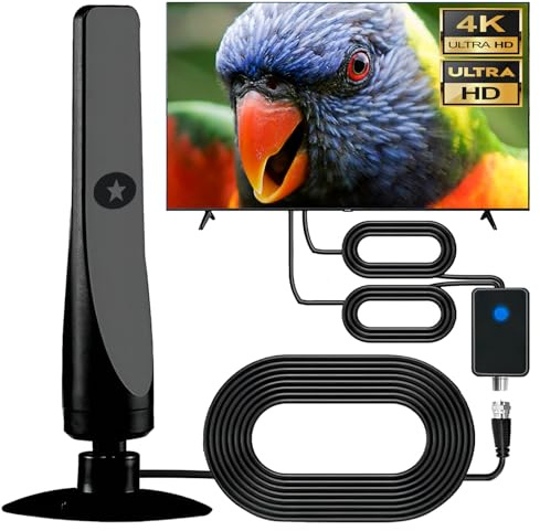 LIWEARE Rewave TV Antenne, DVBT2, Freeview, Universal, 50+ Meilen Reichweite, 4K 1080P, Schwarz, 75 Ohm, ANTENNE