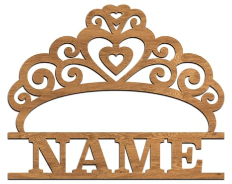 codiarts. Namensschild Kinderzimmer – personalisierbares Wandbild mit Namen – selbstklebend – Motiv Fairy Fantasy Prinzessin Diadem – Deko Türschild für Jungen & Mädchen (Diadem)