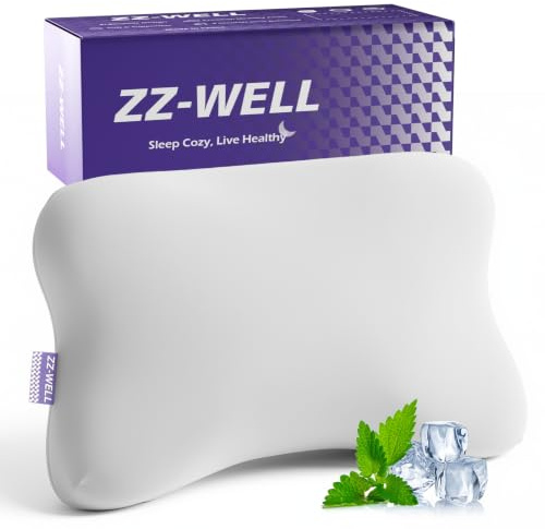 ZZ-WELL Side Sleeper Pillow - Patented Cervical Neck Pillow for Sleeping with Cooling Cover - High Loft Heavy Density Memory Foam Pillows for Side Sleepers & Broad Shoulders Adults (Grey)