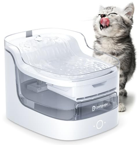 PETGUGU Inteligente Fuente para Gatos,Bebedero Gatos con Bomba Inalámbrica,＜20dB Silencioso,Filtro de Agua de 8 Capas,Control por App 2.4G WiFi（PF1L）